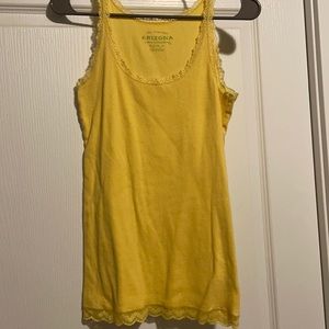 Yellow tank top with lace trim